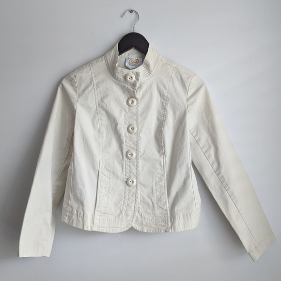 Talbots Stretch Petite 4 Cream White Button Jacket - Picture 2 of 7